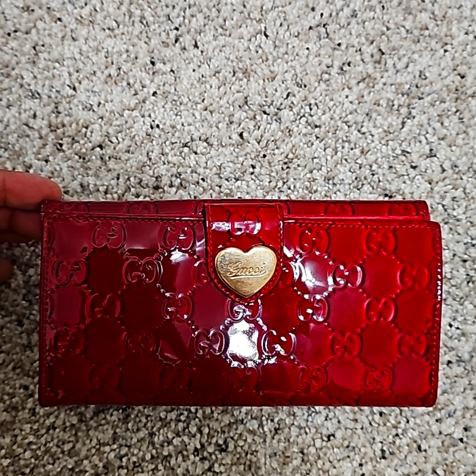 Gucci Guccissima Red Leather Embossed Gg Monogram Long Wallet! Original!